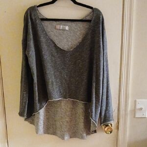 Free People High Low Oversized Gray Sweatshirt